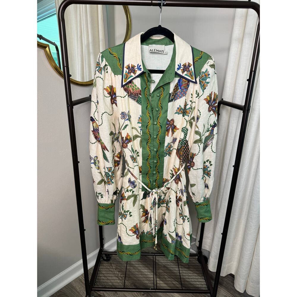 Alemais Green and Cream Floral Mini Dress - Picture 2 of 7